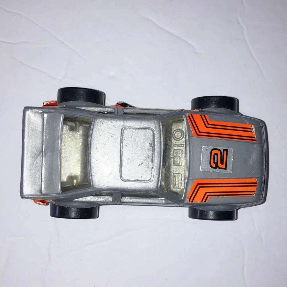 1987 Remco Ford Mustang Silver and Orange Toy Car‎ 4”